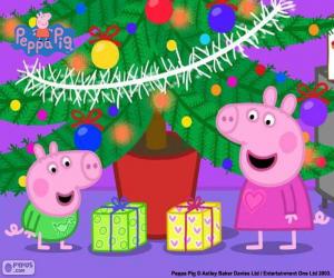 Puzle Peppa Pig e George no Natal