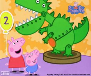 Puzle Peppa Pig e o dinossauro