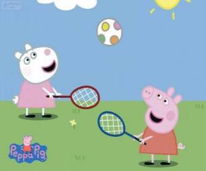Puzle Peppa Pig jogando tênis