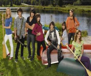 Puzle Personagens em Camp Rock Tess, Nate, Shane, Mitchie, Jason, Ella, Peggy e Caitlyn