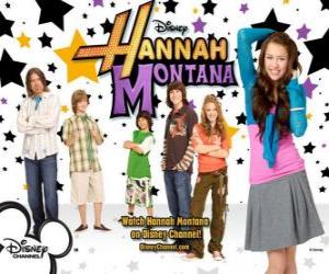 Puzle Personagens principais de Hannah Montana, Miley Ray Stewart, Lillian &quot;Lilly&quot; Truscott Oliver Oken, Rod Stewart Jackson, Robby Ray Stewart e Rico Suave