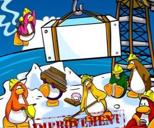 Puzle Pinguins de trabalho na construção no Club Penguin