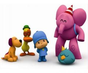 Puzle Pocoyo e seus amigos Pato, Elly, Loula e Sonequita ou Ave dorminhoca