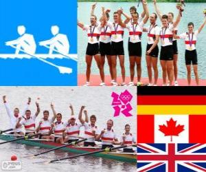 Puzle Pódio masculino de Remo coxed oito, Alemanha, Canadá e Reino Unido - Londres 2012-