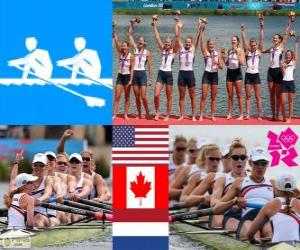 Puzle Pódio Remo 8 com timoneiro feminino, Estados Unidos, Canadá e Países Baixos - Londres 2012 -