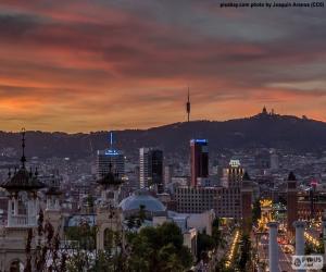 Puzle Pôr do sol em Barcelona