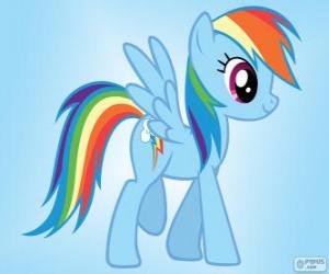 Puzle Rainbow Dash, um pônei pégaso com uma cauda arco-íris