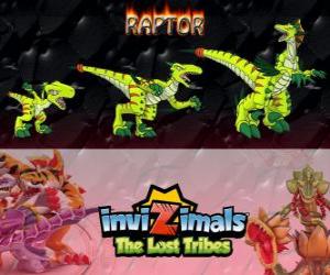 Puzle Raptor, última evolução. Invizimals Tribos Perdidas. Caçador perigoso que é rápido, inteligente e agressivo