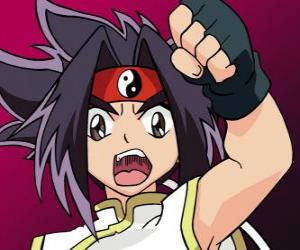 Puzle Ray Kon ou Rei Kon, personagem de Beyblade com a fita de Ying e Yang na cabeça