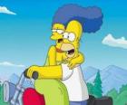 Homer e Marge Simpson na moto