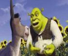 Shrek, o ogro, com o seu amigo Burro