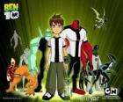 Ben 10 com o Omnitrix e as seus 10 personalidades alienígenas originais