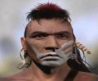 Guerreiro índio com o rosto pintado