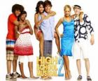 Chad (Corbin Bleu), Taylor (Monique Coleman), Gabriella Montez (Vanessa Hudgens), Troy Bolton (Zac Efron), Sharpay Evans (Ashley Tisdale), Ryan Evans (Lucas Grabeel), três casais de High School Musical 2