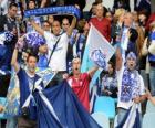 Bandeira de Club Deportivo Tenerife, azul e branco