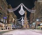 Rua decorada para o Natal