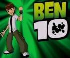 Ben 10 com o Omnitrix e o logotipo de Ben 10 