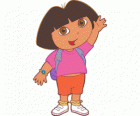 Dora, a aventureira ou Dora a exploradora, com uma camisa rosa