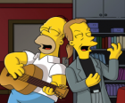 Homer Simpson cantando com um amigo