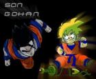 Son Gohan, o filho mais velho de Goku, guerreiro, meia Saiyan humanos e meia.