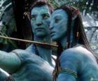 O avatar na'vi de Jake e Neytiri prontos para lançar uma seta