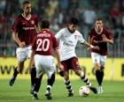 Ação de um jogo de futebol no estádio