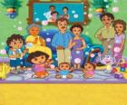 Dora com sua família e amigos