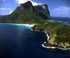 Lord Howe, ilhas, este arquipélago é um exemplo de geração de um conjunto de ilhas oceânicas isoladas por atividade vulcânica submarina. Austrália.