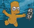 Bart Simpson subaquática para conseguir um bilhete de um gancho