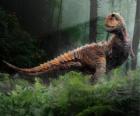 Carnotauro, o mais notável deste dinossauro são dois pequenos chifres acima os seus olhos sobre a sua cabecinha