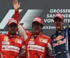 Fernando Alonso, Felipe Massa, Sebastian Vettel, Hockenheim, Grande Prêmio da Alemanha (2010) (1 º, 2 º e 3 º classificados)