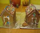 Enfeite doce e bonito de Natal, duas casas de gingerbread