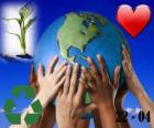 Dia da Terra, 22 de abril. Um mundo feliz, um mundo de reciclagem e de amor para o meio ambiente