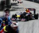 Sebastian Vettel celebra sua vitória no Grande Prêmio de Mônaco (2011)