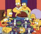 A família Simpson no dia de Ação de Graças, onde as famílias se reúnem para comer