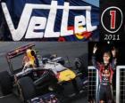 Sebastian Vettel, Campeão Mundial de F1 de 2011, com a Red Bull Racing, é o mais jovem campeão mundial