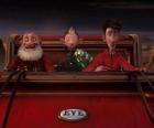 Arthur Christmas, Grand-Santa e Bryony sobre o velho trenó pronto para distribuir o último presente