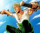 Roronoa Zoro é um espadachim especialista em combate com três espadas