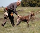 Caçador de caça com seu cão