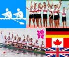 Pódio masculino de Remo coxed oito, Alemanha, Canadá e Reino Unido - Londres 2012-