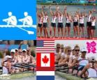 Pódio Remo 8 com timoneiro feminino, Estados Unidos, Canadá e Países Baixos - Londres 2012 -