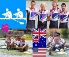 Pódio remo 4 sem masculino, Reino Unido, Austrália e Estados Unidos - Londres 2012-