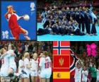 Pódio handebol Feminino, Montenegro, Noruega e Espanha, Londres 2012