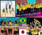 Pódio voleibol feminino, Brasil, Estados Unidos e Japão, Londres 2012