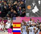 Pódio basquete masculino, Estados Unidos, Espanha e Rússia, Londres 2012