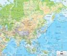 Mapa da Rússia e da Ásia. O continente asiático é o maior e mais populoso da terra