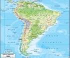 Mapa da América do Sul é um subcontinente que compreende a porção meridional da América