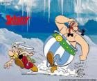 Astérix e Obélix com o cão Ideiafix