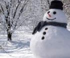 Boneco de neve com gorro e cachecol