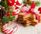 Bastão de doces e biscoitos para o Natal